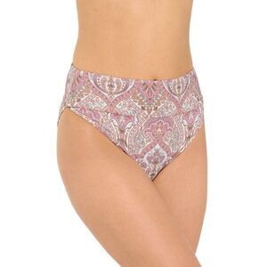High-Waist Paisley Print Bikini Bottom - Pink